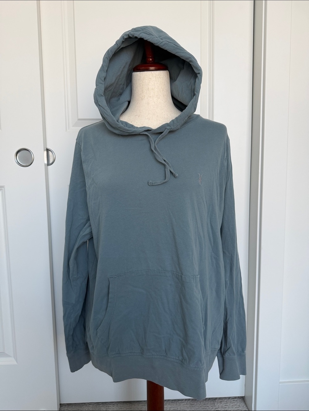 All Saints Men's Hooded Pullover in Slate Blue-Grey